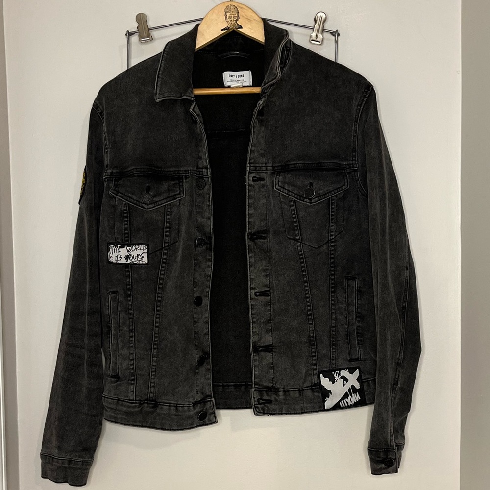 Only & Sons Men’s Jean Jacket with Patches